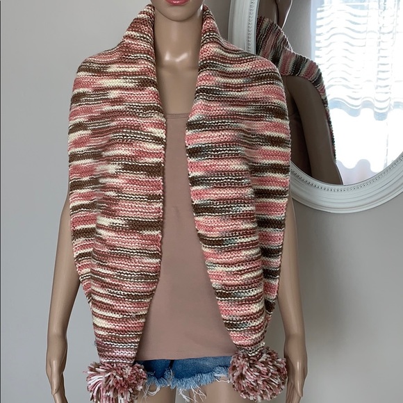 Handmade Crochet Scarf with Pompoms - Picture 5 of 7